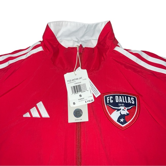 adidas FC Dallas '23 Red/White Reversible Anthem Jacket Men’s Size Medium - Picture 3 of 9